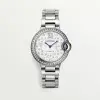 Cartier Ballon Bleu De Cartier Pink Dial Silver Steel Strap Watch