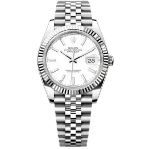Rolex Datejust 41 White Dial Silver Jubilee Bracelet