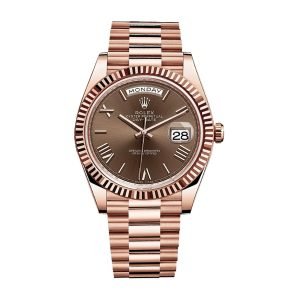 Rolex Day-Date 40 President Chocolate Roman Dial 18k Rose Gold