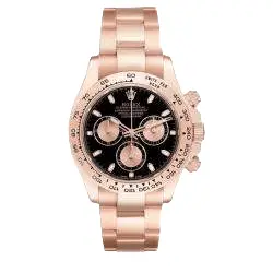Rolex Daytona Black Dial Rose Gold Mens Watch 116505 40 mm