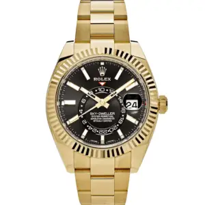 Rolex Sky Dweller Yellow Gold Steel 42mm Black Dial Mens Watch