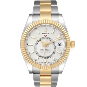 Rolex Sky-Dweller Yellow Gold Steel White 42mm Dial Mens Watch