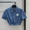 CELINE Blue Cropped Shirt For Women