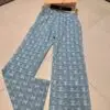 CHANEL Runway Blue Denim White Baggy Jeans