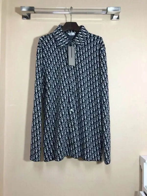DIOR Printed Cotton Blue Shirt