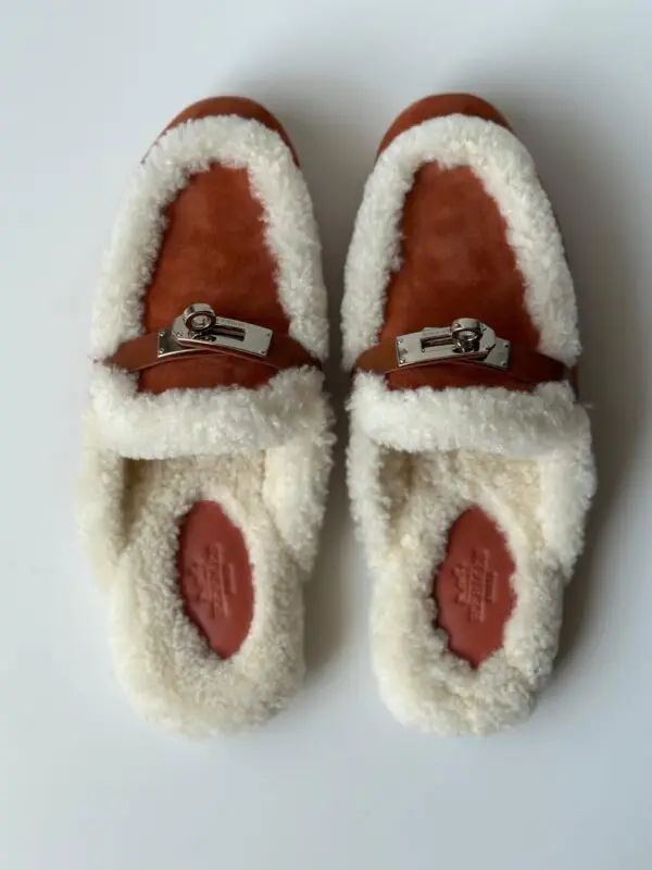 HERMES Sheepskin Slippers for Women