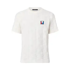 Lv Damier Jacquard Short-Sleeved Cotton Crewneck