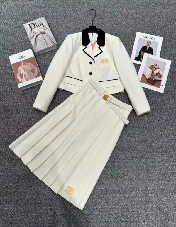 MIU MIU Embroidered Letter Blazer Dress Suit
