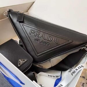 Prada Black Leather Triangle Bag