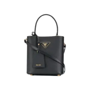 Prada logo plaque bucket Bag