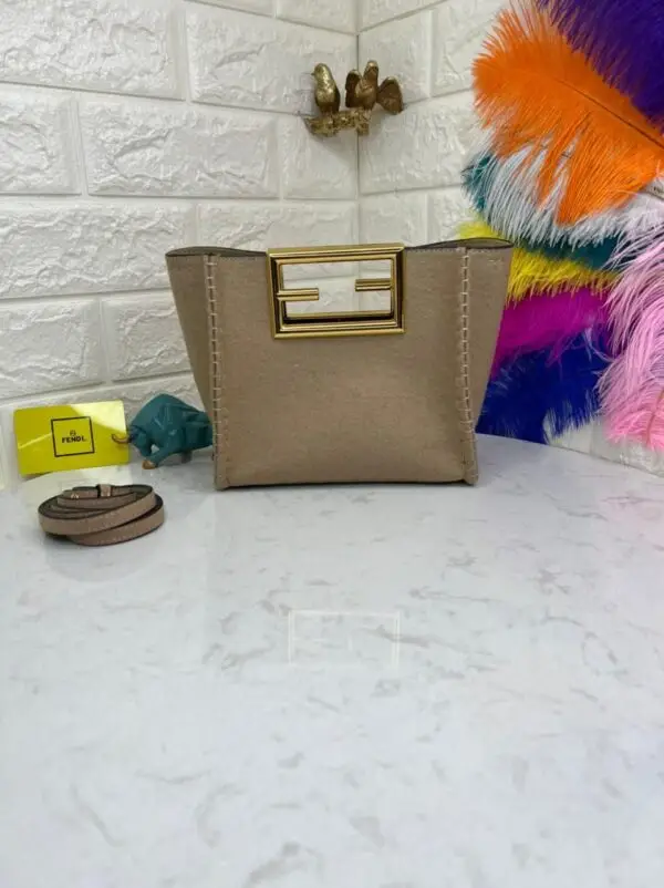 Beige Flannel Small Way Bag - Dubai Fashion LUX