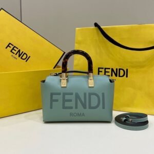 Calfskin Plexiglass Logo Embossed Mini By The Way Top Handle Boston Bag Menta - Dubai Fashion LUX
