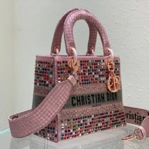 Color Diamond Rose Gold Embroidery Diana 3 colors size: 24cm* 20cm*11 cm - Dubai Fashion LUX