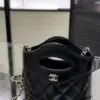 Design 24S 31 NANO CLUTCH WITH CHAIN SHINY LAMBSKIN BLACK LGHW (MICROCHIP) - Dubai Fashion LUX
