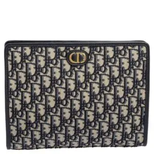 Design Blue/Beige Oblique Canvas 30 Montaigne Pouch - Dubai Fashion LUX