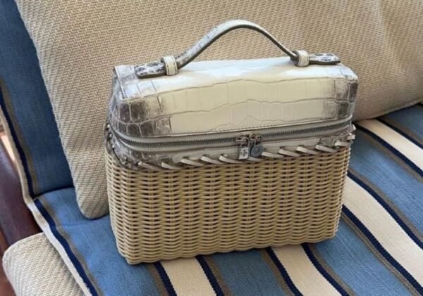 Loro Piana Wicker and Leather Handbag