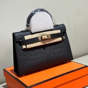 Design Gris Perle Ostrich Mini Kelly 20 Gold Hardware, 2022 - Dubai Fashion LUX