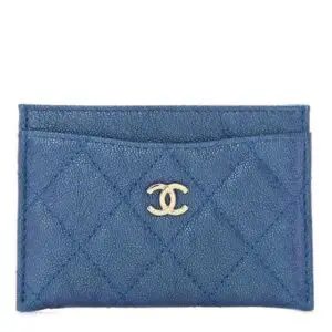 Design Iridescent Caviar Quilted Card Holder Dark - Dubai Fashion LUX
