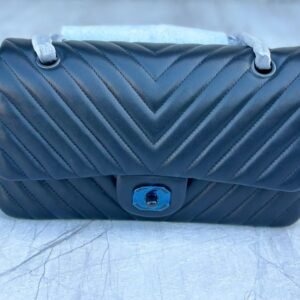 Design Lambskin Chevron Quilted Medium Double Flap Dark - Dubai Fashion LUX