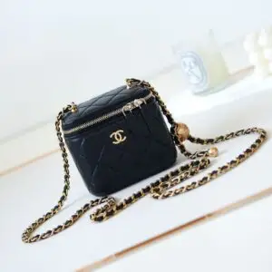 Design Lambskin Quilted Mini Pearl Crush Vanity Case With Chain - Dubai Fashion LUX