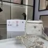 Design Lambskin Quilted Small Camellia Bow Vanity Case With Chain - Dubai Fashion LUX