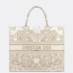 Design LARGE BOOK TOTE Gold-Tone and White Butterfly - Dubai Fashion LUX