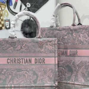 Design Medium Book Tote Blue and Ecru Toile de Jouy Reverse Embroidery for women - Dubai Fashion LUX