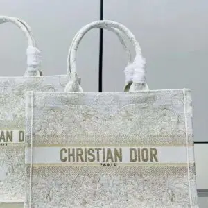 Design Medium BOOK TOTE Gold-Tone and White Butterfly Around The World Embroidery - Dubai Fashion LUX