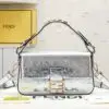Design Metallic Leather Baguette Shoulder Bag, Gold - Dubai Fashion LUX