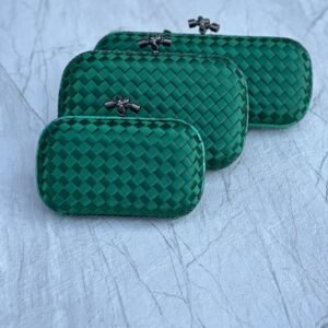 Design Nappa Intrecciato Chain Knot Clutch Steel - Dubai Fashion LUX
