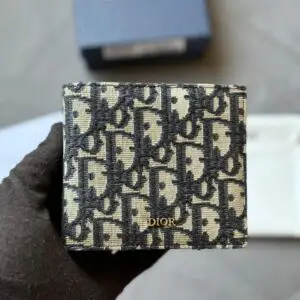Design Oblique Bill Clip Wallet Beige Black - Dubai Fashion LUX