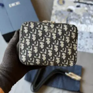Design Pouch with Strap Shoulder Bag Beige Black Oblique Jacquard - Dubai Fashion LUX