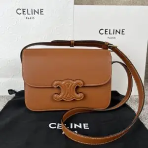 Design Shiny Calfskin Nano Triomphe Tan - Dubai Fashion LUX