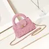Design Small Kelly Shopper Black, White & Silver Sequin Tweed Brushed Gold Hardware - Dubai Fashion LUX