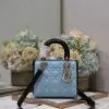 Design Small Lady Bag Two-Tone Sky Blue and Steel Gray Cannage Lambskin - Dubai Fashion LUX