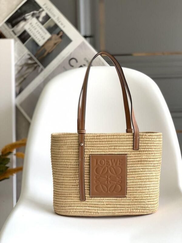 LOEWE Raffia Small Square Basket Tote Bag