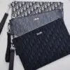 Design Unisex A5 Pouch Black CD Diamond Canvas Smooth Calfskin - Dubai Fashion LUX
