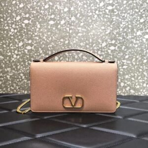 grainy calfskin wallet with chain - Dubai Fashion LUX