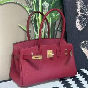 HERMES Handmade Wax Thread Togo Calf Leather Bag
