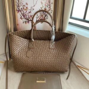 Large intreccio leather tote bag - Dubai Fashion LUX