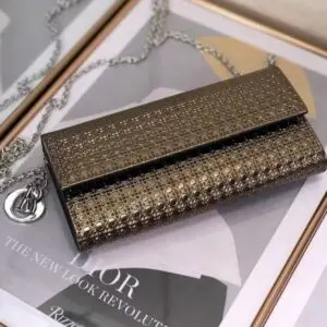 Metallic Patent Micro-Cannage Lady Croisiere Chain Wallet - Dubai Fashion LUX