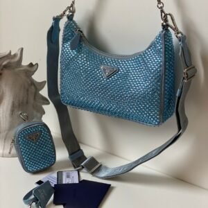 Satin mini-bag with artificial crystals - Dubai Fashion LUX