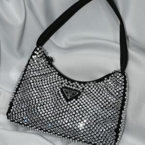 Satin mini-bag with crystals - Dubai Fashion LUX