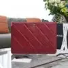 Shiny Crumpled Calfskin Large Pouch Burguundy - Dubai Fashion LUX