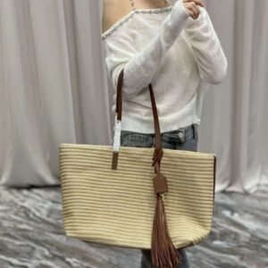 Shopper Tote Woven Raffia East West - Dubai Fashion LUX