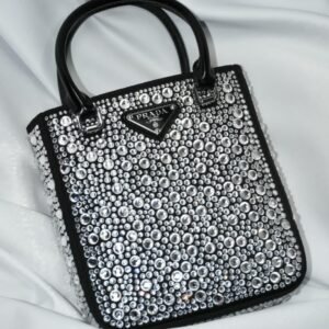 Small satin tote bag with crystals - Dubai Fashion LUX