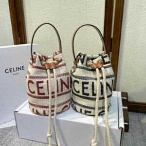 TEEN DRAWSTRING IN STRIPED TEXTILE WITH AND CALFSKIN - Dubai Fashion LUX