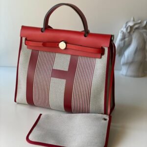 Vache Hunter Toile H Vibration Herbag Zip 31 PM Bordeaux Ficelle Rouge Piment - Dubai Fashion LUX